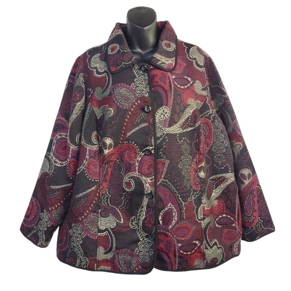CJ Banks Women's Multi Colors Paisle Print Blazer Jacket Size 1X NWT